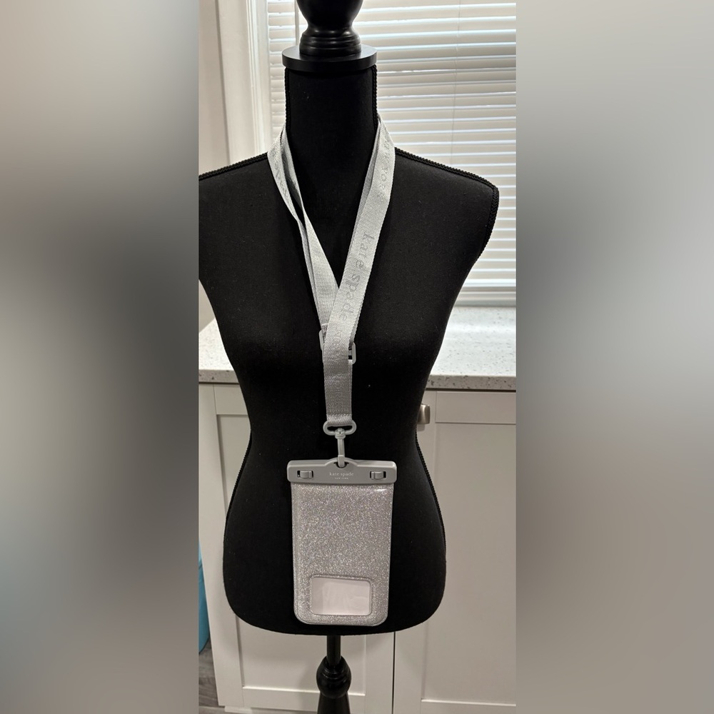 NIB Kate Spade New York IP68 Floating Waterproof Phone Pouch- silver glitter